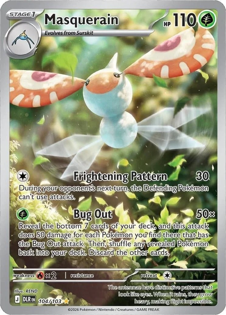 English reveal · Masquerain 104/103