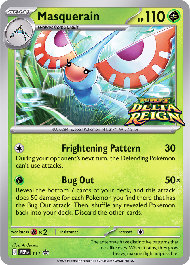 Delta Reign Masquerain prerelease promotional card