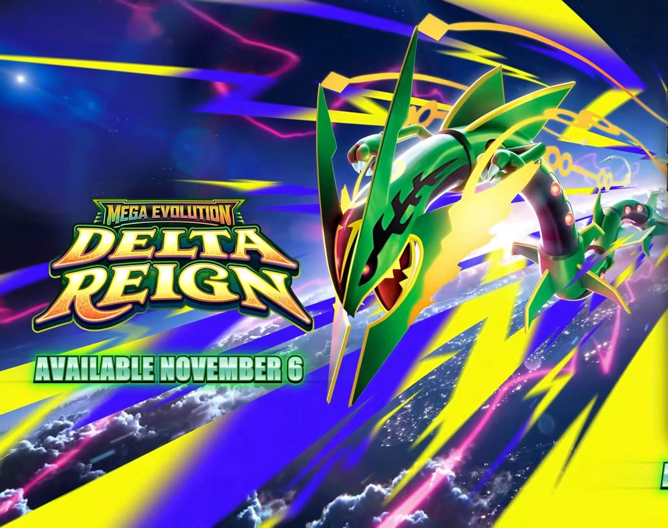 Delta Reign promotional artwork featuring Mega Rayquaza