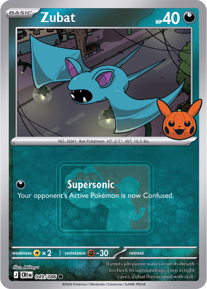 Zubat Halloween Pokémon League promo card